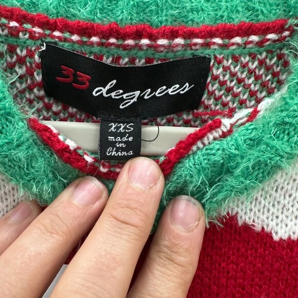 33 Degrees Christmas Tree Knit Oversize Pullover Sweater Womens size XXS NEW - Picture 2 of 8